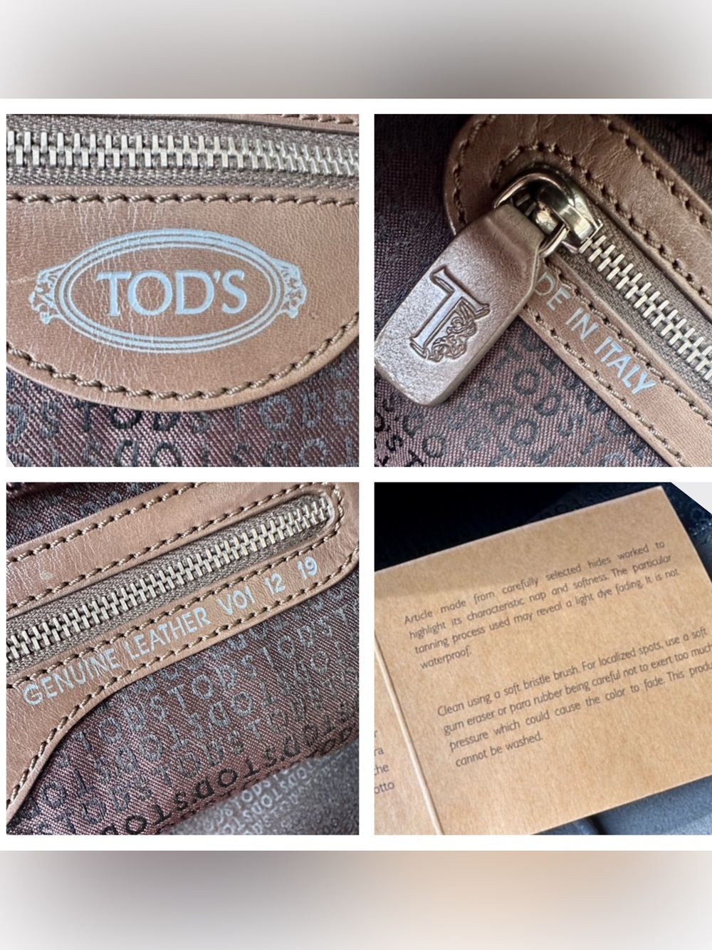 TOD’S Large Fringe Cape Bag Suede Leather Satchel Brown - Picture 5 of 14